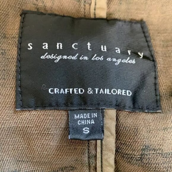 Sanctuary Camo Denim Bomber Jacket - Green/Brown/Black Cotton, Size Small - Picture 7 of 11